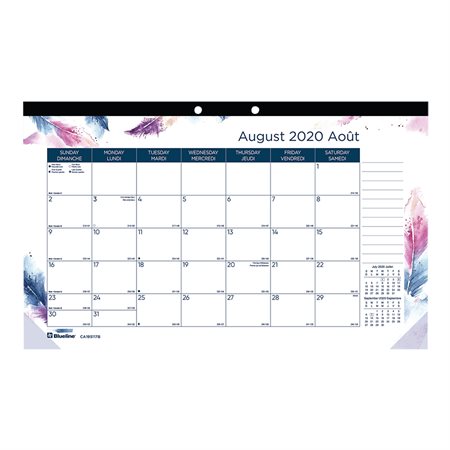 Boho Monthly Desk Pad Calendar (2020-2021).