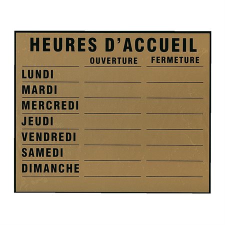 Enseigne électrostatique Heures d'accueil