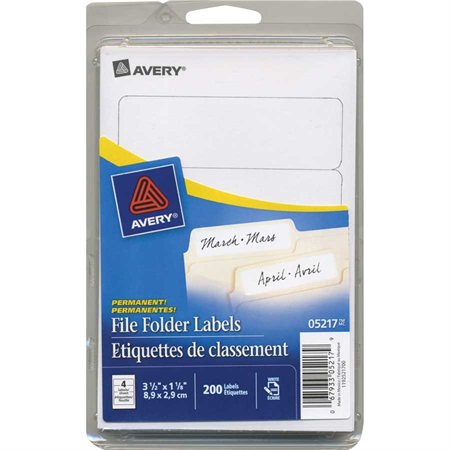 Étiquettes de classement blanches