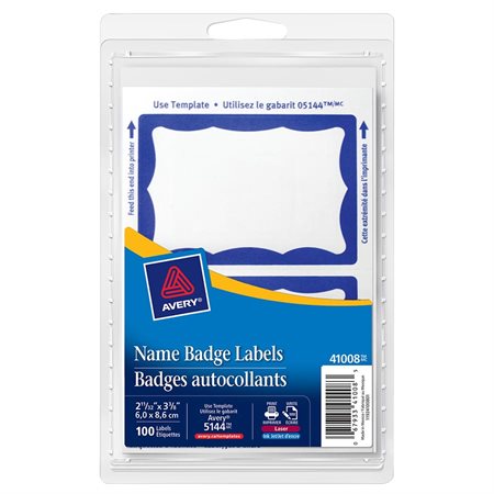 Self-adhesive name badge labels