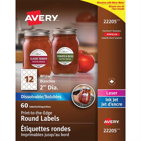 Étiquettes solubles blanches