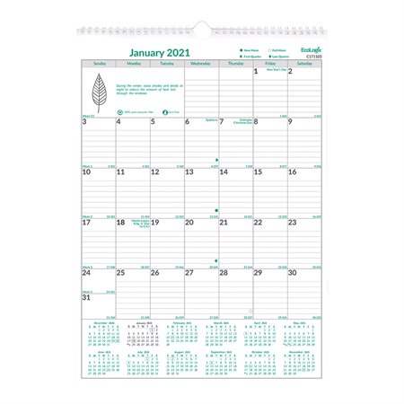 Calendrier mural mensuel Ecologix (2019)