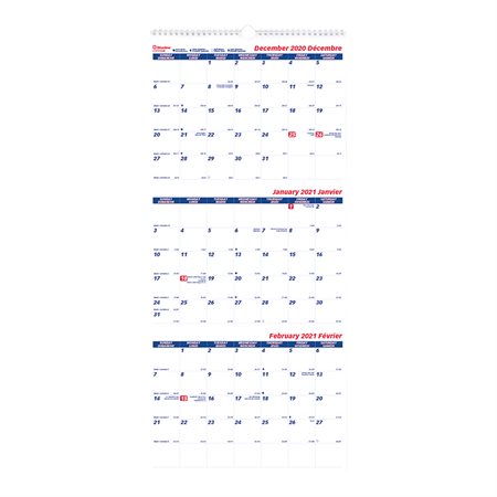 3-Month Wall Calendar (2020)