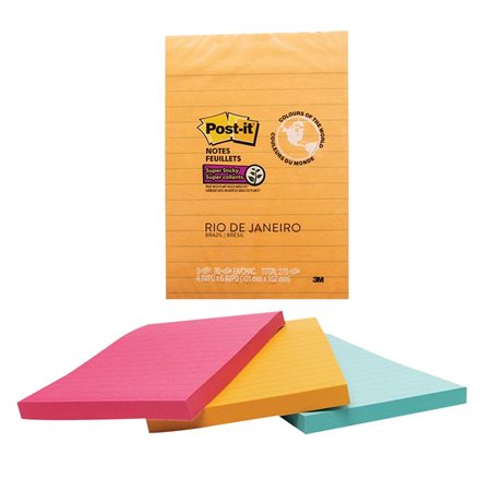 Feuillets Post-it® Super Sticky - collection Rio